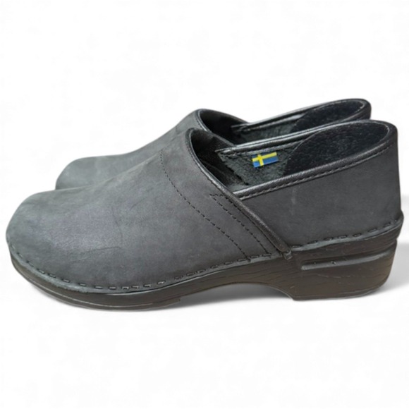 BJÖRK Swedish Comfort Black Leather Professional Clogs Slip-On Size 39/9 - Picture 2 of 12